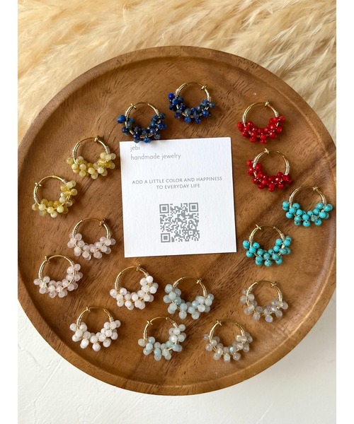 tone（トーン）の「【jebi】天然石のフープイヤリング(MA)（イヤリング・レディース・ピンク/ホワイト/ネイビー/パープル/ライトブルー/レッド/ボルドー/イエロー/ブラック/グレー/ターコイズブルー/グリーン/ブルー系その他/ブラウン・FREE）」の18枚目の写真