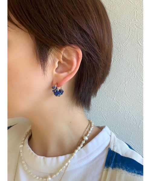 LIBERTY レインボーサファイアコンフェッティフープイヤリング jebi】天然石のフープイヤリング(MA)(イヤリング)|tone