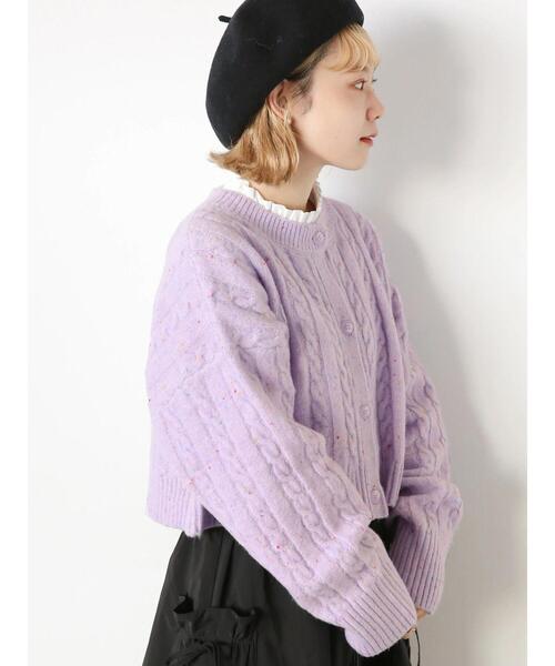 ehka sopo（エヘカソポ）の「ケーブルショート丈カーディガン（カーディガン/ボレロ・レディース・グレー/ピンク/ラベンダー/キナリ・F）」の5枚目の写真