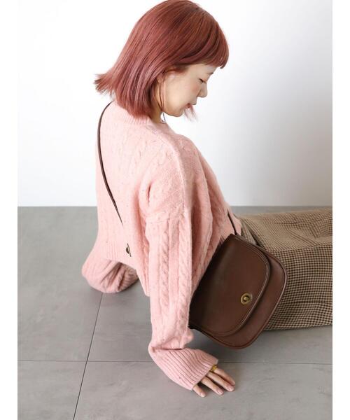 ehka sopo（エヘカソポ）の「ケーブルショート丈カーディガン（カーディガン/ボレロ・レディース・グレー/ピンク/ラベンダー/キナリ・F）」の13枚目の写真