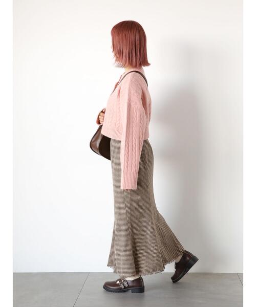 ehka sopo（エヘカソポ）の「ケーブルショート丈カーディガン（カーディガン/ボレロ・レディース・グレー/ピンク/ラベンダー/キナリ・F）」の15枚目の写真