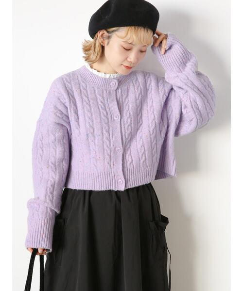ehka sopo（エヘカソポ）の「ケーブルショート丈カーディガン（カーディガン/ボレロ・レディース・グレー/ピンク/ラベンダー/キナリ・F）」の19枚目の写真