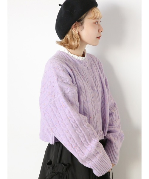 ehka sopo（エヘカソポ）の「ケーブルショート丈カーディガン（カーディガン/ボレロ・レディース・グレー/ピンク/ラベンダー/キナリ・F）」の3枚目の写真