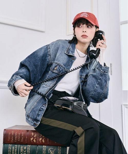 kirakiraShop（キラキラショップ）の「オーバー サイズ デニム ジャケット（デニムジャケット・レディース・ブルー・FREE）」の18枚目の写真