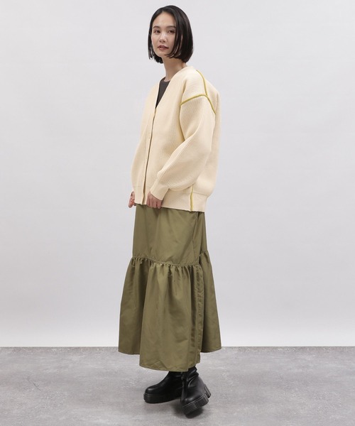 LAKOLE（ラコレ）の「7ゲージ配色カーディガン / 997321（カーディガン/ボレロ・レディース・ネイビー/ライトブルー/アイボリー/ピンク・SMALL/MEDIUM）」の5枚目の写真