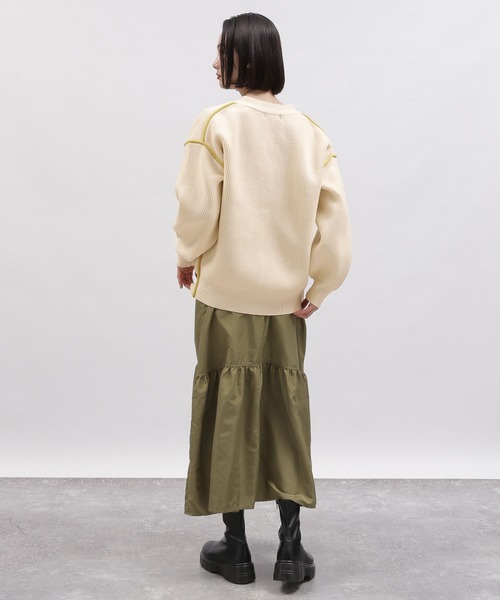 LAKOLE（ラコレ）の「7ゲージ配色カーディガン / 997321（カーディガン/ボレロ・レディース・ネイビー/ライトブルー/アイボリー/ピンク・SMALL/MEDIUM）」の7枚目の写真