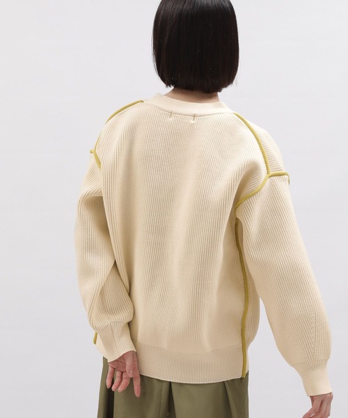 LAKOLE（ラコレ）の「7ゲージ配色カーディガン / 997321（カーディガン/ボレロ・レディース・ネイビー/ライトブルー/アイボリー/ピンク・SMALL/MEDIUM）」の9枚目の写真