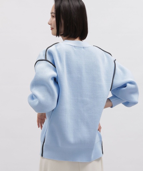 LAKOLE（ラコレ）の「7ゲージ配色カーディガン / 997321（カーディガン/ボレロ・レディース・ネイビー/ライトブルー/アイボリー/ピンク・SMALL/MEDIUM）」の15枚目の写真