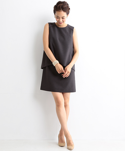 BEAMS LIGHTS Women's(ビームスライツ ウィメンズ)の「BEAMS LIGHTS / ノースリーブセットワンピース(ワンピース・レディース・チャコールグレー/ネイビー/ピンク・38/36)」の4枚目の写真