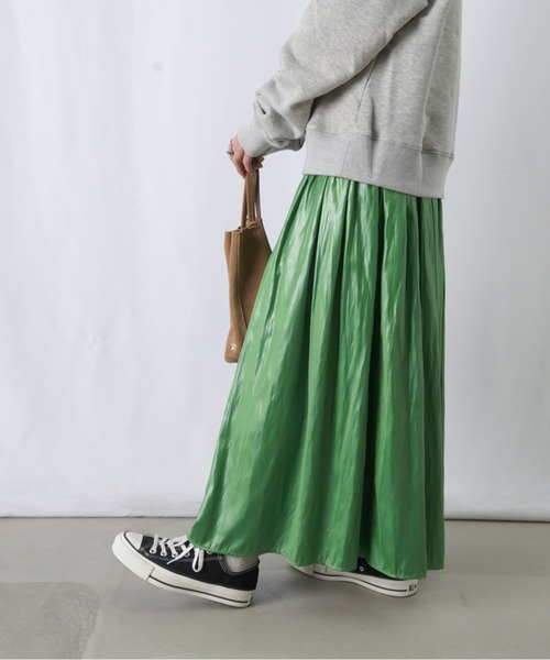 LUCA/LADY LUCK LUCA(ルカ/レディラックルカ)の「LC/LLL コーティングギャザースカート(スカート・レディース・ブラック/グリーン/ライトベージュ・FREE)」の13枚目の写真