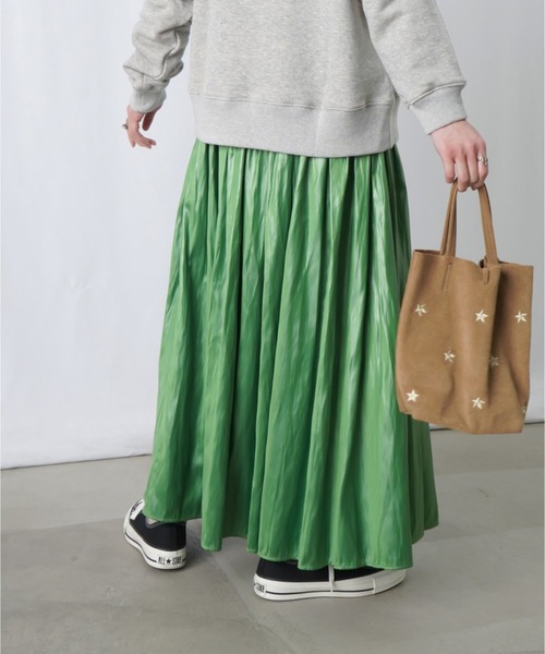 LUCA/LADY LUCK LUCA(ルカ/レディラックルカ)の「LC/LLL コーティングギャザースカート(スカート・レディース・ブラック/グリーン/ライトベージュ・FREE)」の14枚目の写真