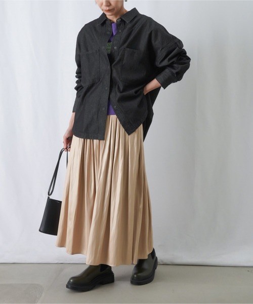 LUCA/LADY LUCK LUCA(ルカ/レディラックルカ)の「LC/LLL コーティングギャザースカート(スカート・レディース・ブラック/グリーン/ライトベージュ・FREE)」の19枚目の写真