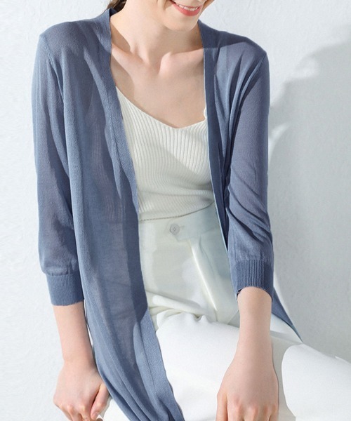 Miniministore(ミニミニストア)の「ロングカーディガン レディース 春夏薄手(カーディガン/ボレロ・レディース・ブラウン/ピンク/ベージュ/ブルー/ライトブラウン/ブラック/グレー/ホワイト/ミント・FREE)」の8枚目の写真
