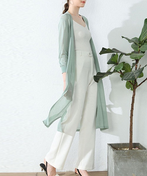 Miniministore(ミニミニストア)の「ロングカーディガン レディース 春夏薄手(カーディガン/ボレロ・レディース・ブラウン/ピンク/ベージュ/ブルー/ライトブラウン/ブラック/グレー/ホワイト/ミント・FREE)」の7枚目の写真