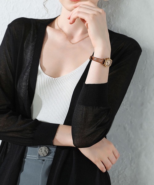 Miniministore(ミニミニストア)の「ロングカーディガン レディース 春夏薄手(カーディガン/ボレロ・レディース・ブラウン/ピンク/ベージュ/ブルー/ライトブラウン/ブラック/グレー/ホワイト/ミント・FREE)」の10枚目の写真