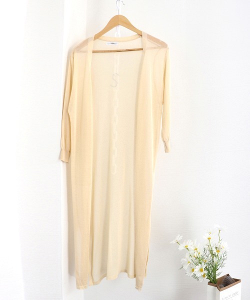 Miniministore(ミニミニストア)の「ロングカーディガン レディース 春夏薄手(カーディガン/ボレロ・レディース・ブラウン/ピンク/ベージュ/ブルー/ライトブラウン/ブラック/グレー/ホワイト/ミント・FREE)」の20枚目の写真