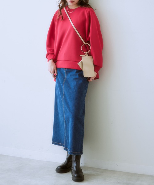 SMILE LAND（スマイルランド）の「大きいサイズ すごのびストレッチデニムロングスカート（ゆったりヒップ）（スカート・レディース・ライトブルー/ブルー・L/LL/3L/4L/5L）」の4枚目の写真