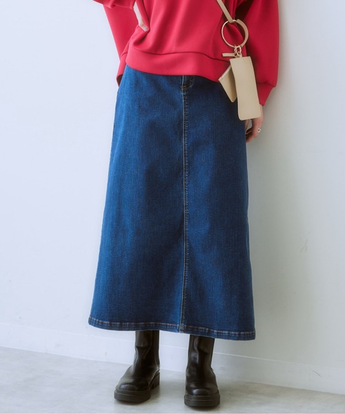 SMILE LAND（スマイルランド）の「大きいサイズ すごのびストレッチデニムロングスカート（ゆったりヒップ）（スカート・レディース・ライトブルー/ブルー・L/LL/3L/4L/5L）」の5枚目の写真