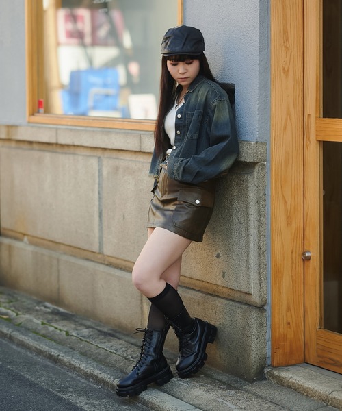 SPINNS（スピンズ）の「ショート丈オーバーダイデニムジャケット（デニムジャケット・レディース・ブルー/ブラック・ONESIZE）」の7枚目の写真