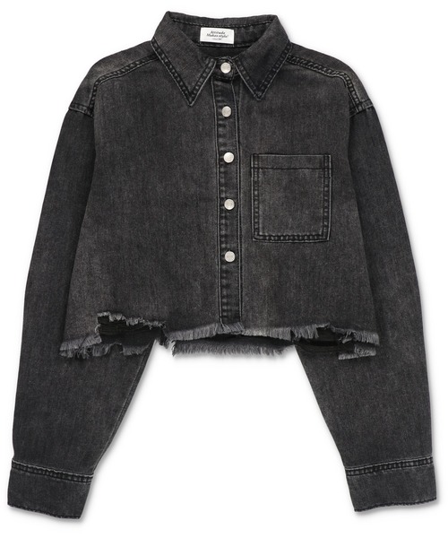 SPINNS（スピンズ）の「ショート丈オーバーダイデニムジャケット（デニムジャケット・レディース・ブルー/ブラック・ONESIZE）」の13枚目の写真