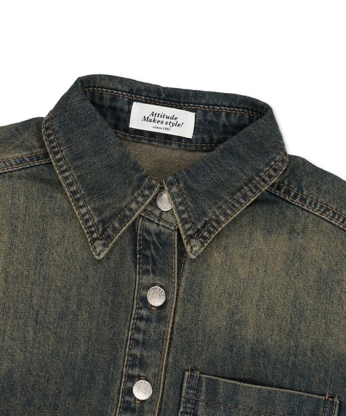 SPINNS（スピンズ）の「ショート丈オーバーダイデニムジャケット（デニムジャケット・レディース・ブルー/ブラック・ONESIZE）」の16枚目の写真