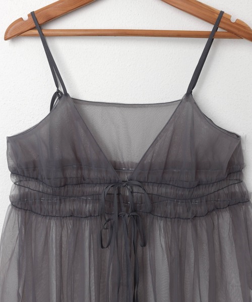 andme（アンドミー）の「フロントリボンチュールキャミソールビスチェ（キャミソール・レディース・チャコールグレー/ブラック/アイボリー・M）」の20枚目の写真