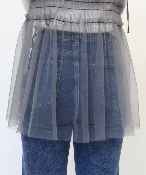 andme（アンドミー）の「フロントリボンチュールキャミソールビスチェ（キャミソール・レディース・チャコールグレー/ブラック/アイボリー・M）」の12枚目の写真