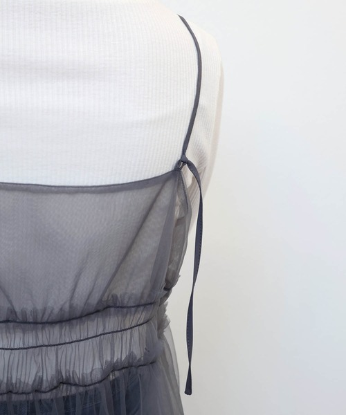 andme（アンドミー）の「フロントリボンチュールキャミソールビスチェ（キャミソール・レディース・チャコールグレー/ブラック/アイボリー・M）」の14枚目の写真