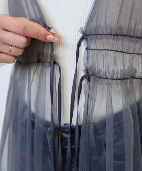 andme（アンドミー）の「フロントリボンチュールキャミソールビスチェ（キャミソール・レディース・チャコールグレー/ブラック/アイボリー・M）」の16枚目の写真