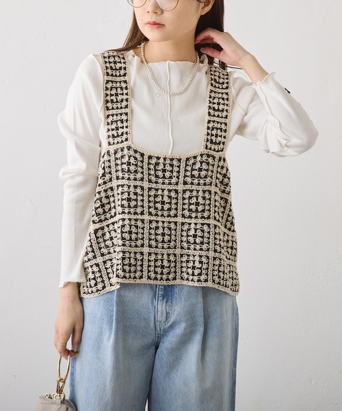 PUAL CE CIN(ピュアルセシン)の「クロシェ編み風ビスチェ(ベスト・レディース・その他1/その他2・FREE)」の3枚目の写真