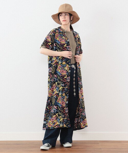 BEAMS BOY(ビームスボーイ)の「SUN SURF × BEAMS BOY / 別注 シャツ ワンピース(シャツワンピース・レディース・ネイビー/ブラック・FREE)」の4枚目の写真