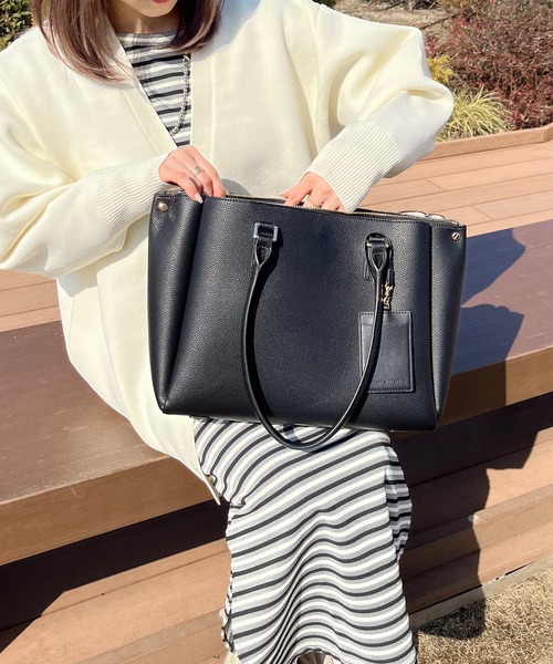 ORiental TRaffic（オリエンタルトラフィック）の「A4横長 トートバッグ  BA-220（トートバッグ・レディース・ベージュ/ブラック・ﾌﾘ-）」の8枚目の写真