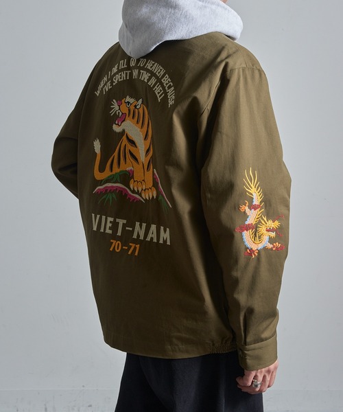 HOUSTON（ヒューストン）の「【HOUSTON】51350 VIETNAM JACKET (TIGER)（その他アウター・メンズ・ホワイト/ブラック/オリーブ/カーキ・M/XL/L）」の5枚目の写真