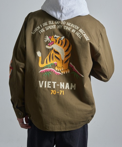 HOUSTON（ヒューストン）の「【HOUSTON】51350 VIETNAM JACKET (TIGER)（その他アウター・メンズ・ホワイト/ブラック/オリーブ/カーキ・M/XL/L）」の6枚目の写真