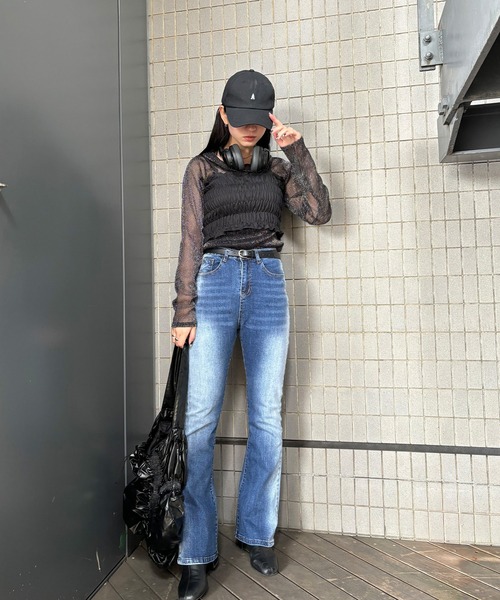 ISOOK(アイスー)の「【ISOOK / アイスー】ビスチェ付きシアーチュールトップス / セットアイテム 2点セット シアートップス ビスチェキャミ ZOZOTOWN限定(アンサンブル・レディース・ブラック/グレー・FREE)」の10枚目の写真