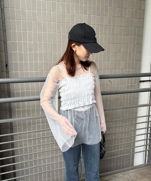 ISOOK(アイスー)の「【ISOOK / アイスー】ビスチェ付きシアーチュールトップス / セットアイテム 2点セット シアートップス ビスチェキャミ ZOZOTOWN限定(アンサンブル・レディース・ブラック/グレー・FREE)」の21枚目の写真