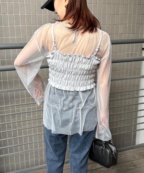 セール】【ISOOK / アイスー】ビスチェ付きシアーチュールトップス