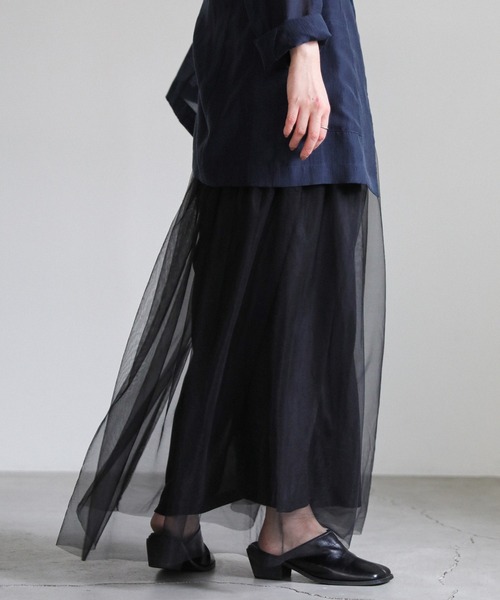 select MOCA（セレクトモカ）の「チュールティアードロングスカート（スカート・レディース・ブラック/ベージュ/ライトグレー・LARGE/MEDIUM）」の17枚目の写真