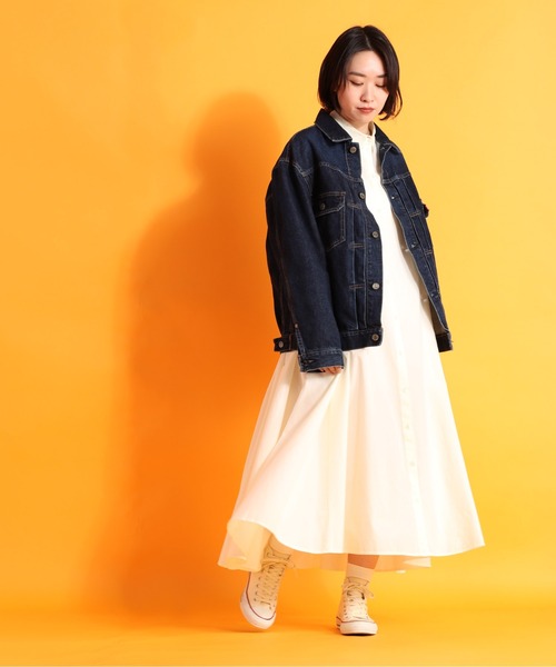 cepo(セポ)の「kacaフレアーシャツワンピース(シャツワンピース・レディース・イエロー/オフホワイト・M)」の2枚目の写真