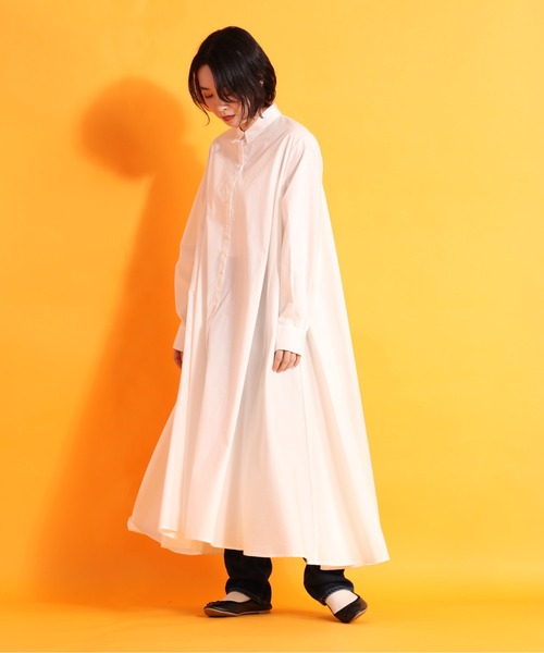 cepo(セポ)の「kacaフレアーシャツワンピース(シャツワンピース・レディース・イエロー/オフホワイト・M)」の4枚目の写真