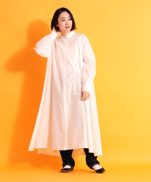 cepo(セポ)の「kacaフレアーシャツワンピース(シャツワンピース・レディース・イエロー/オフホワイト・M)」の7枚目の写真