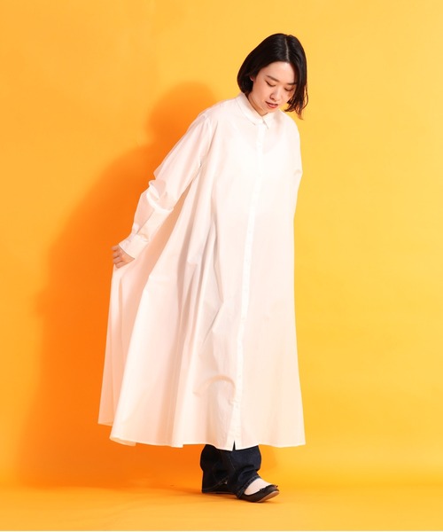 cepo(セポ)の「kacaフレアーシャツワンピース(シャツワンピース・レディース・イエロー/オフホワイト・M)」の5枚目の写真