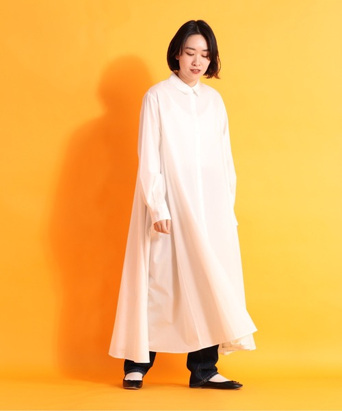 cepo(セポ)の「kacaフレアーシャツワンピース(シャツワンピース・レディース・イエロー/オフホワイト・M)」の6枚目の写真