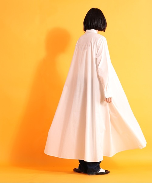 cepo(セポ)の「kacaフレアーシャツワンピース(シャツワンピース・レディース・イエロー/オフホワイト・M)」の3枚目の写真