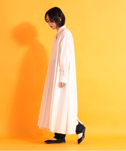 cepo(セポ)の「kacaフレアーシャツワンピース(シャツワンピース・レディース・イエロー/オフホワイト・M)」の8枚目の写真