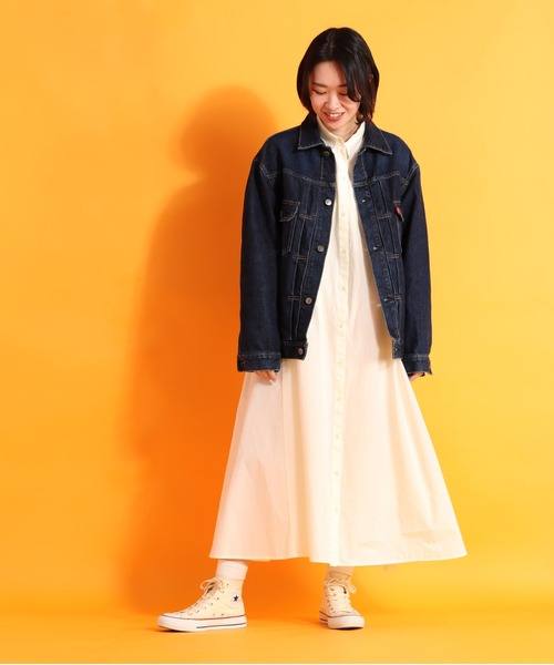 cepo(セポ)の「kacaフレアーシャツワンピース(シャツワンピース・レディース・イエロー/オフホワイト・M)」の19枚目の写真