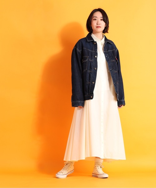 cepo(セポ)の「kacaフレアーシャツワンピース(シャツワンピース・レディース・イエロー/オフホワイト・M)」の20枚目の写真