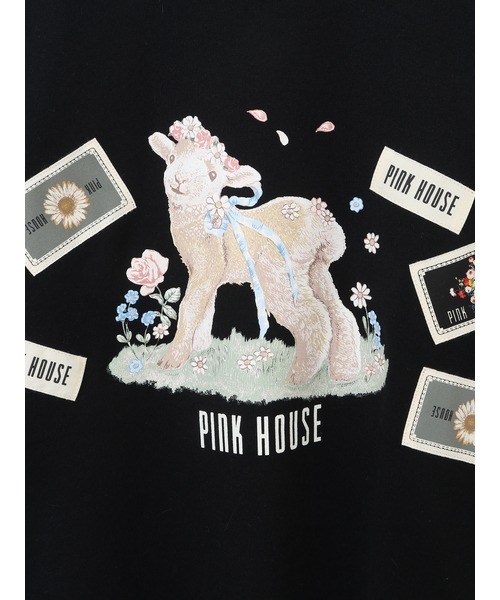 ピンクハウス ひつじプリント カットソー 黒 PINK HOUSE（ピンクハウス）の「ひつじプリントカットソー（Tシャツ