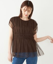 SHIPS Colors（シップス カラーズ）の「SHIPS Colors:〈手洗い可能〉チュール ペプラム トップス（シャツ/ブラウス・レディース）」