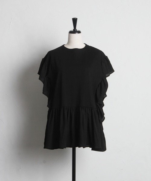 &. NOSTALGIA(アンドドットノスタルジア)の「異素材フリルドッキングトップス(Tシャツ/カットソー・レディース・オフホワイト/ブルー/ブラック・M)」の18枚目の写真